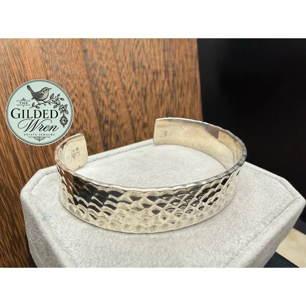 Silpada B0851 Sterling Silver Hammered Cuff Bracelet 925 Wide Textured 34.24g